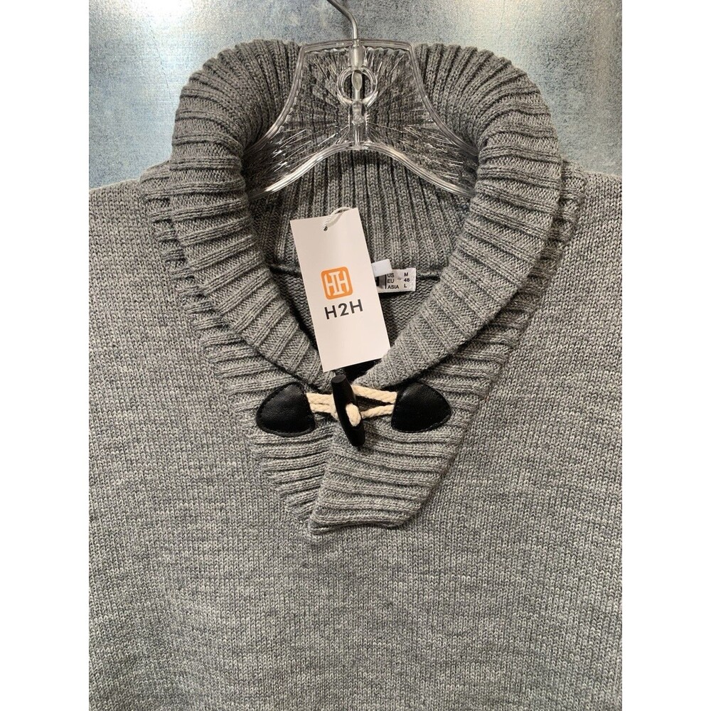 Pullover Sweater H2H Men's Toggle/Rope Shawl Collar Knit M-US EU-48 Asia-L NEW